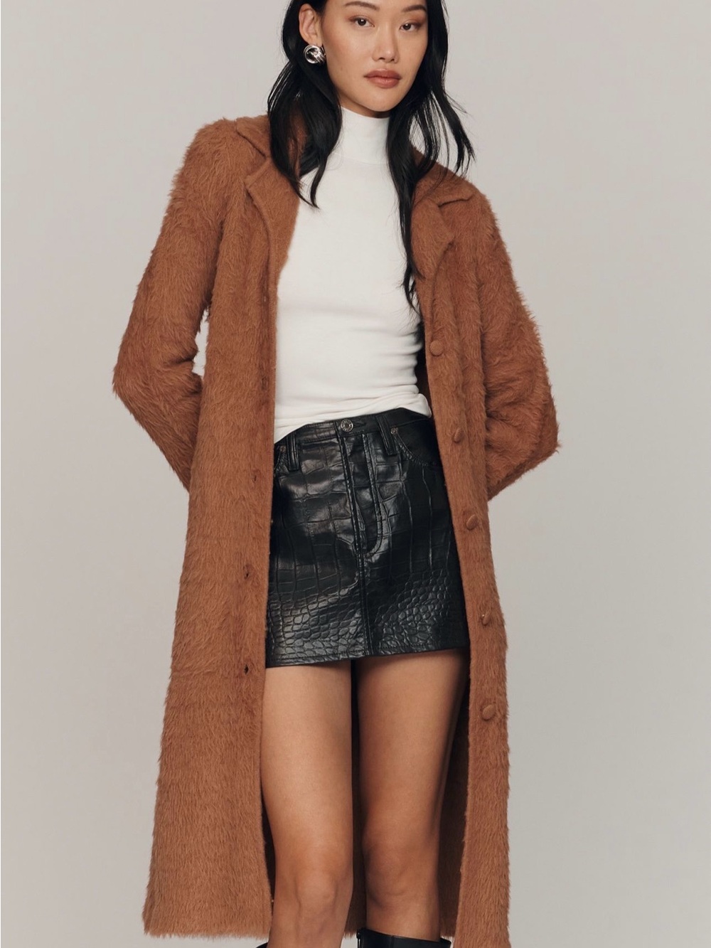 Anthropologie Maeve collared eyelash long coatigan
